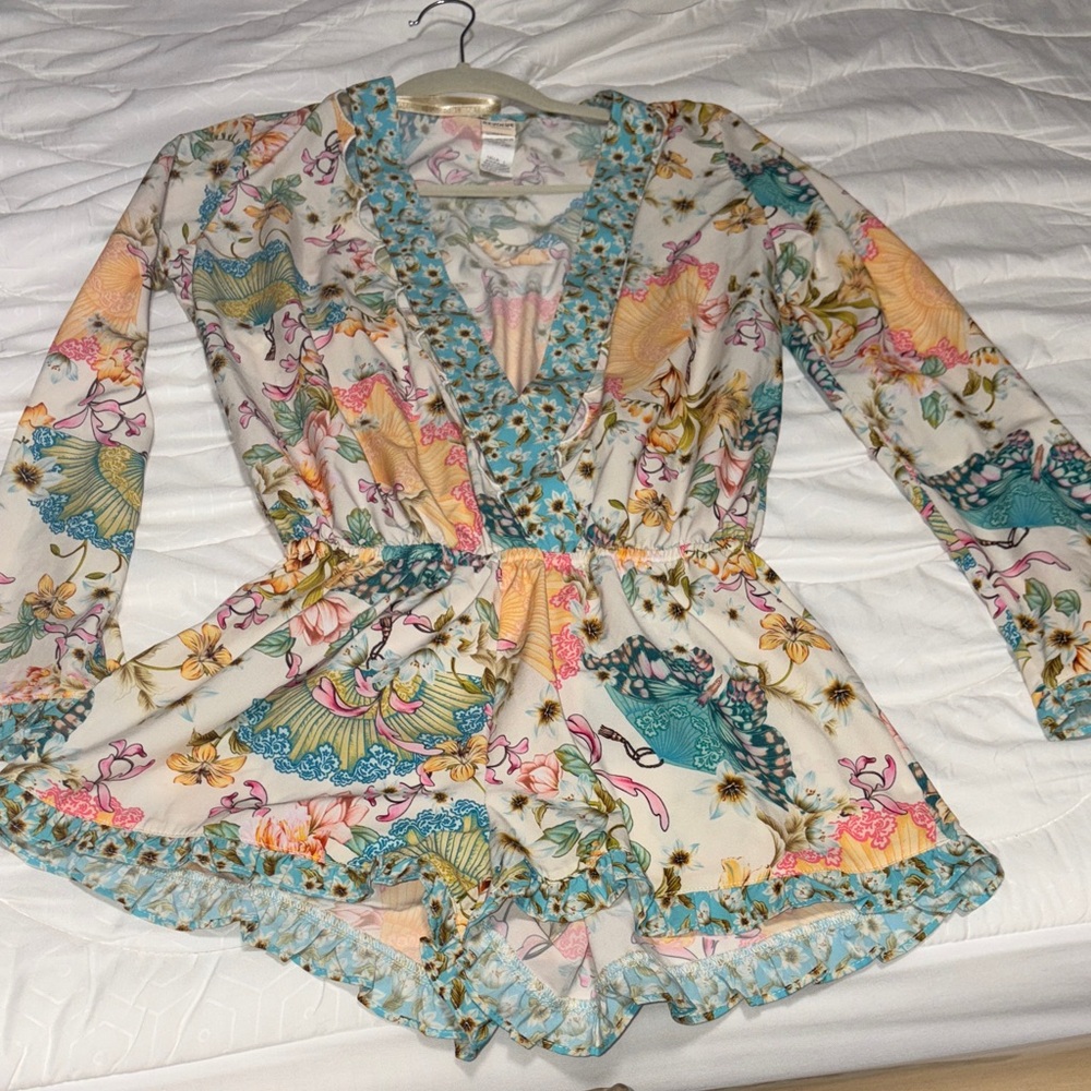 REVOLVE Floral Print Dress with Blue and Pink Accents